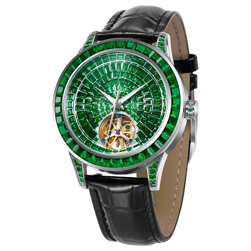 Montre Mécanique Squelette Full Diamond Homme – CLEVI Paris