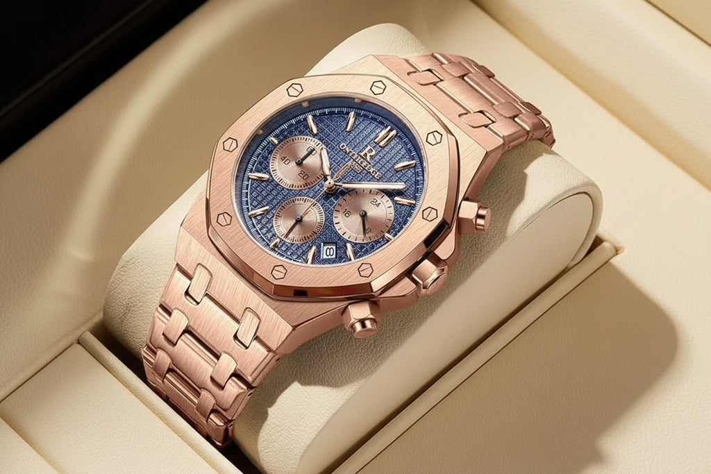 Montre Homme ONTHEEDGE RZY126 – Quartz, Verre Saphir, Lumineux, Étanche 30M, Calendrier, Bracelet Acier – CLEVI Paris