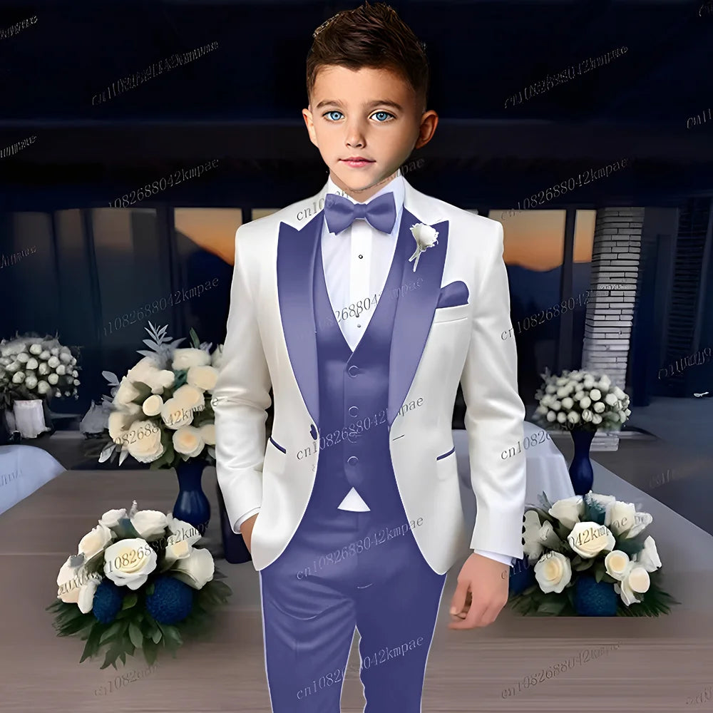 Costume 3 Pièces Garçon Mariage Cérémonie Blazer Gilet Pantalon 13 Coloris – CLEVI Paris