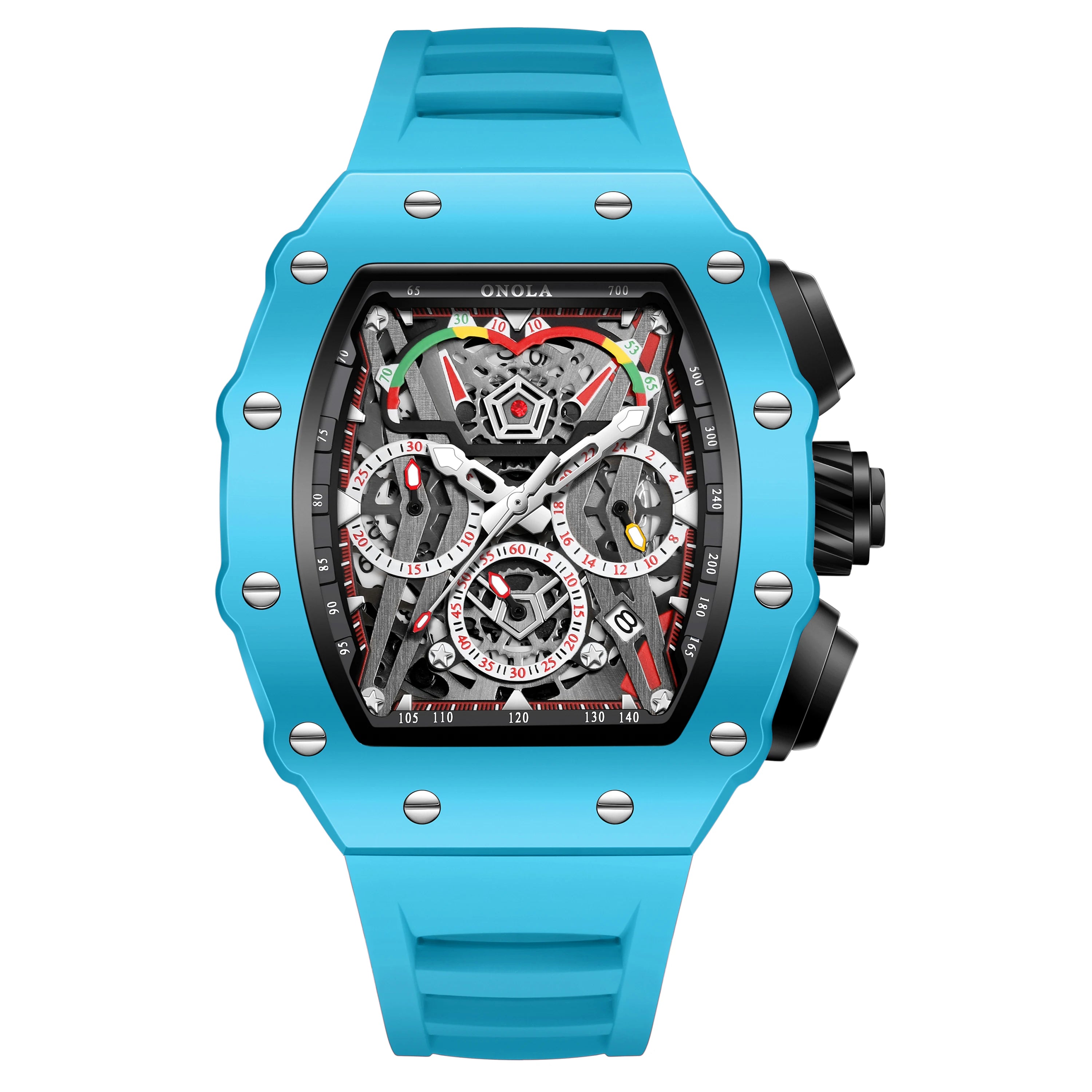 ONOLA ON6827CK Montre Homme Quartz Tonneau Bracelet Silicone Verre Hardlex Lumineux 3 ATM 4 Coloris – CLEVI Paris