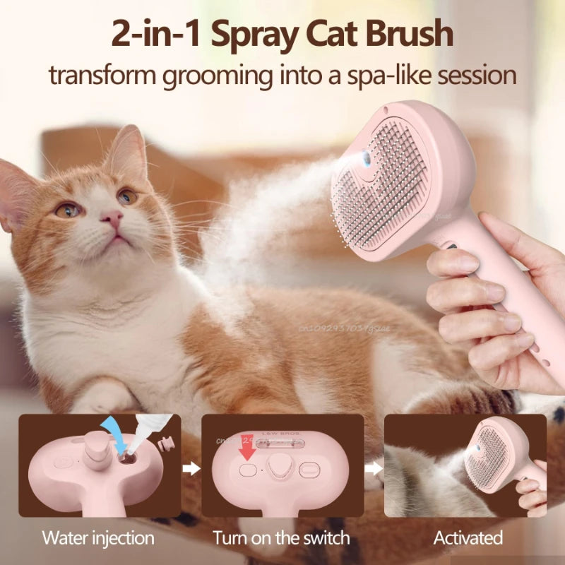 Brosse Vapeur Spray Massage pour Chien & Chat Têtes Rondes Douces Anti-Poils — CLEVI Paris