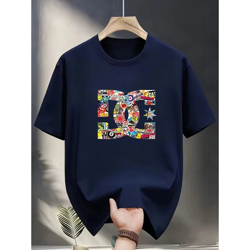 T-Shirt Unisexe Oversize 100% Coton Motif Lettrage Luxe Streetwear Col Rond – CLEVI Paris