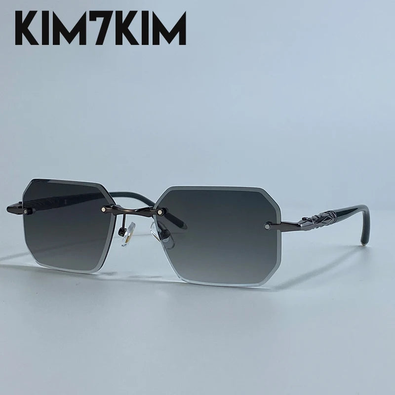 Lunettes de Soleil Punk Sans Monture Carrées Homme – Style Steampunk Polygone UV400 – CLEVI Paris