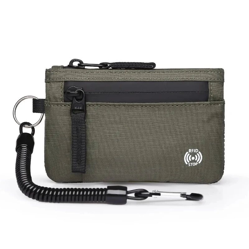 Porte-Cartes RFID Nylon Slim Homme — Mousqueton, Clip Ceinture ou Fermeture Éclair, Multi-Coloris | CLEVI Paris