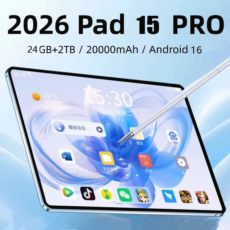 Tablette Pad 15 Pro 11" – Android 16, 5G, Dual SIM, jusqu’à 24Go/2To