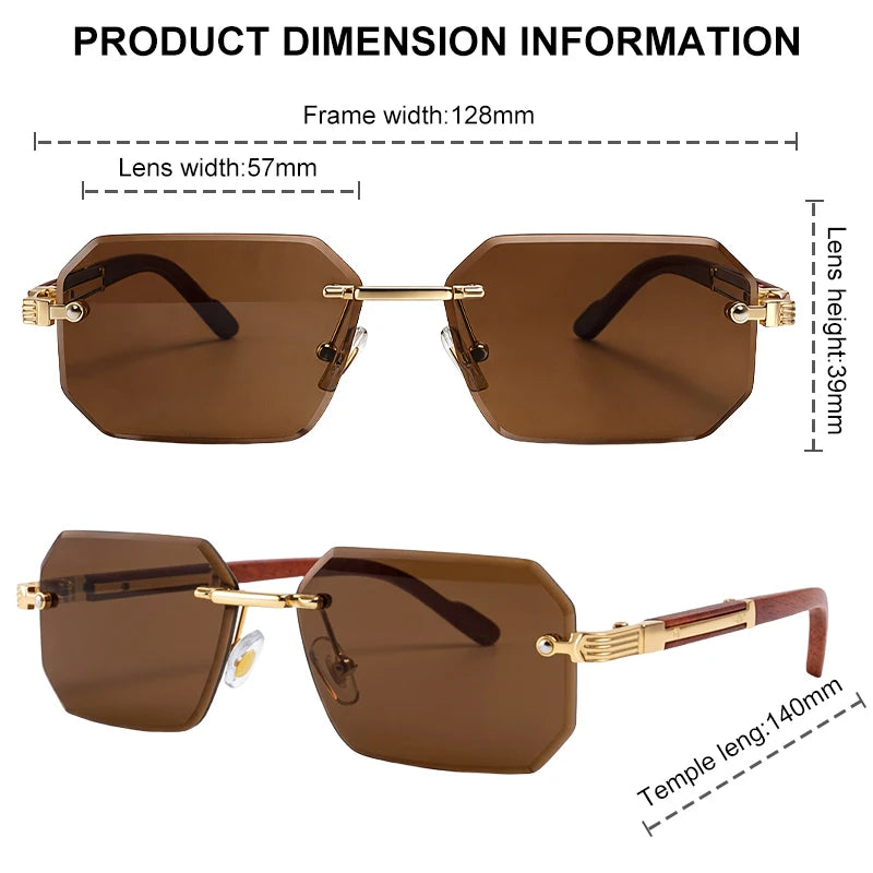 Lunettes de Soleil Sans Monture Rectangulaires Homme – Style Punk Vintage Géométrique Verres Dégradés UV400 – CLEVI Paris