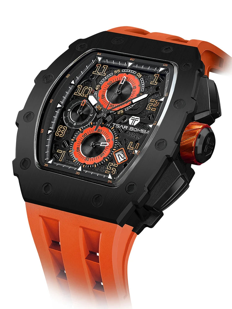 Montre Homme TSAR BOMBA TB-8204Q – Chronographe Quartz Japonais, Verre Saphir, Étanche 50M
