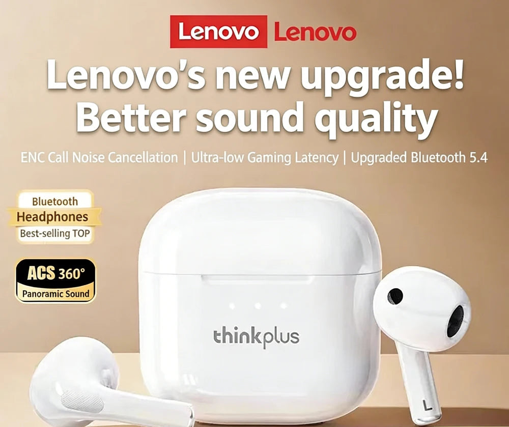 Écouteurs Lenovo LP40 Pro Bluetooth 5.1 13mm ENC IPX5 25H – CLEVI Paris