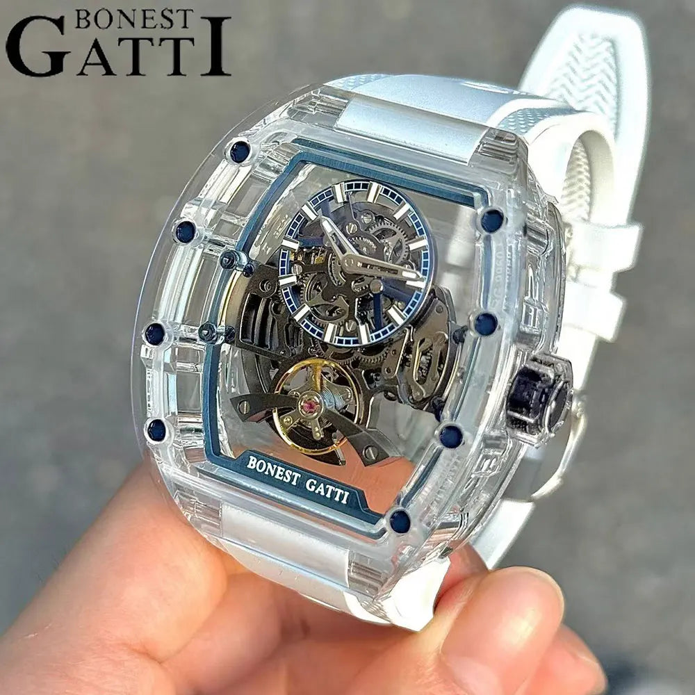 Montre Mécanique Automatique BONEST GATTI BG-9960 Squelette Tonneau Saphir – CLEVI Paris