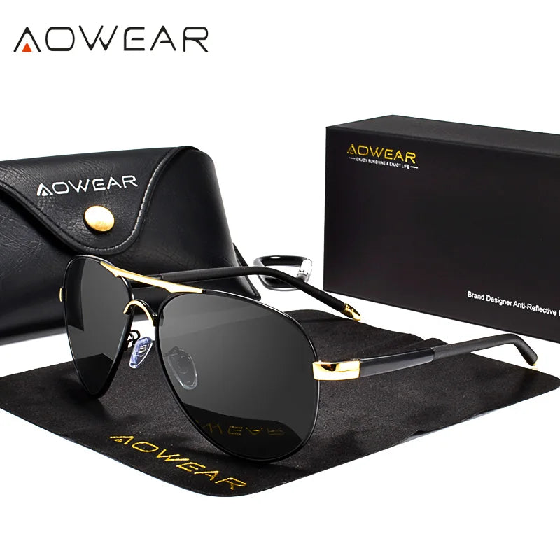 Lunettes de Soleil Aviateur Homme – Polarisées UV400 | AOWEAR | Style Pilote