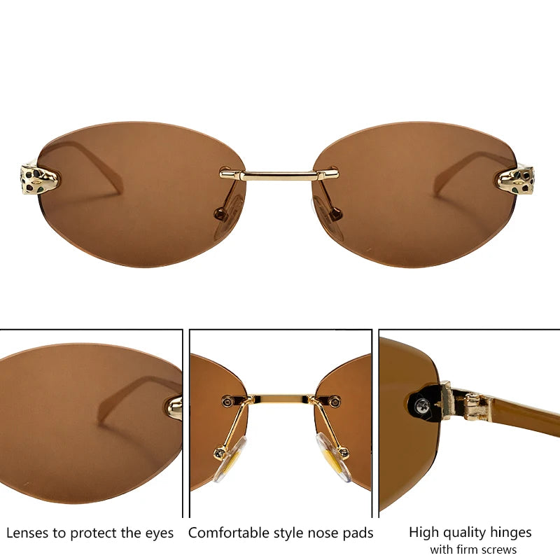 Lunettes femme sans monture détail léopard – CLEVI Paris