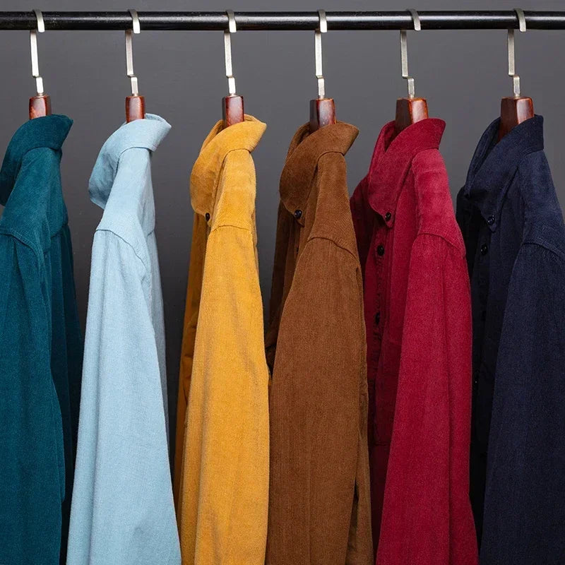 Chemise Corduroy Homme Grande Taille 100% Coton Manches Longues – S à 7XL – CLEVI Paris