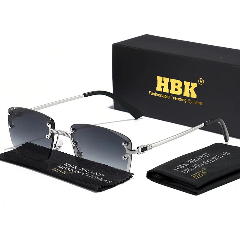 Lunettes de Soleil Carrées Sans Monture Femme HBK – Verres Dégradés UV400 – CLEVI Paris