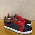 Sneakers Basses Cuir Véritable Noir & Rouge Rivets Homme – Semelle Rouge, Tailles 35-48 – CLEVI Paris