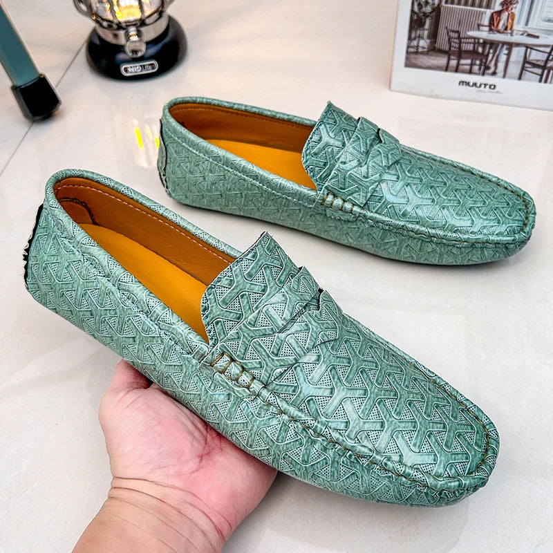 Mocassins Homme Cuir Fendu Slip-On | Orange, Or, Gris, Vert, Noir – CLEVI Paris