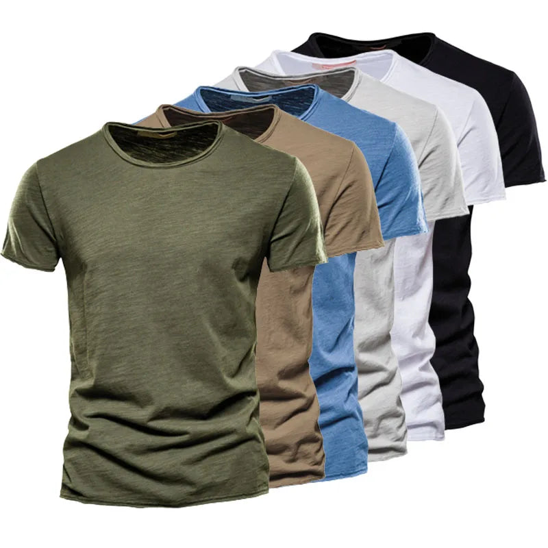 T-Shirt Homme Col Rond Coton – Coupe Slim Casual Été