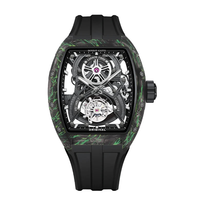 BONEST GATTI BG7003 – Montre Automatique Tourbillon Homme | Boîtier Carbone