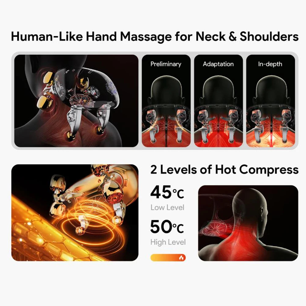 Masseur Cervical 6D Shiatsu Sans Fil Chauffant – CLEVI Paris