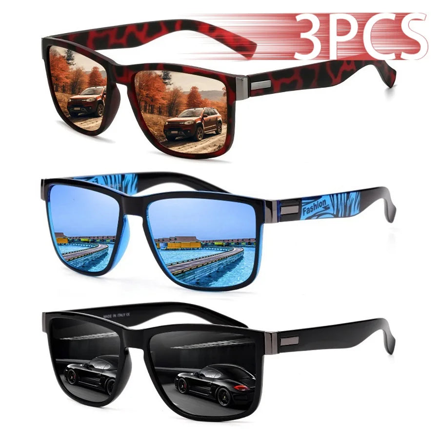 Lot 3 Lunettes de Soleil Carrées Unisexe UV400 Colorées Outdoor – CLEVI Paris