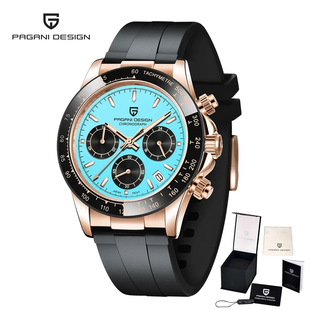 PAGANI DESIGN PD-1664 Montre Homme Chronographe Quartz Cadran Météorite Verre Saphir 10 ATM Lumineux 7 Coloris – CLEVI Paris