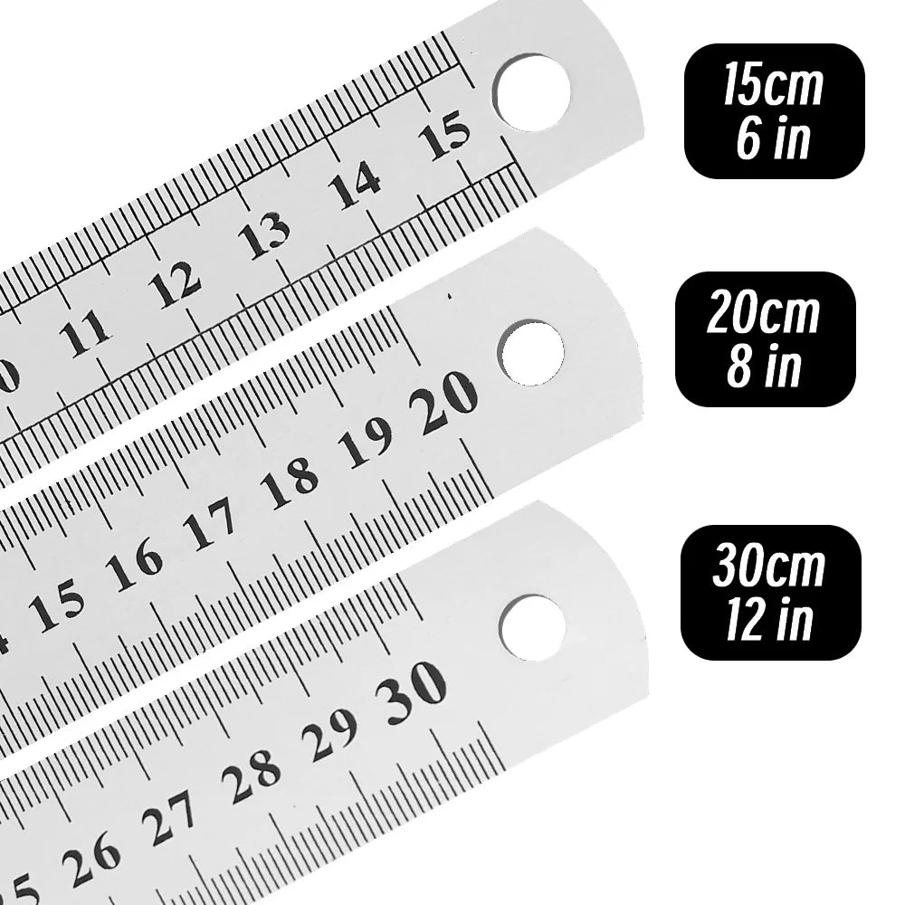 Règle Droite Métal Double Face | 15, 20 & 30 cm, Précision, École, Bureau & Dessin Technique – CLEVI Paris