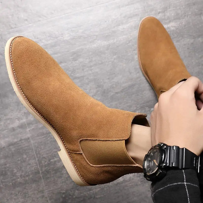 Chelsea Boots Homme Cuir Suédé Véritable Bout Pointu Style Britannique | 5 Coloris EU 35-46