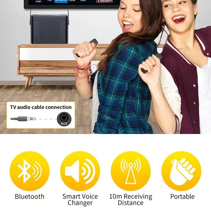 Enceinte Bluetooth Newmsnr 120W Karaoké 2 Micros Basses Profondes 5-6h Fête – CLEVI Paris