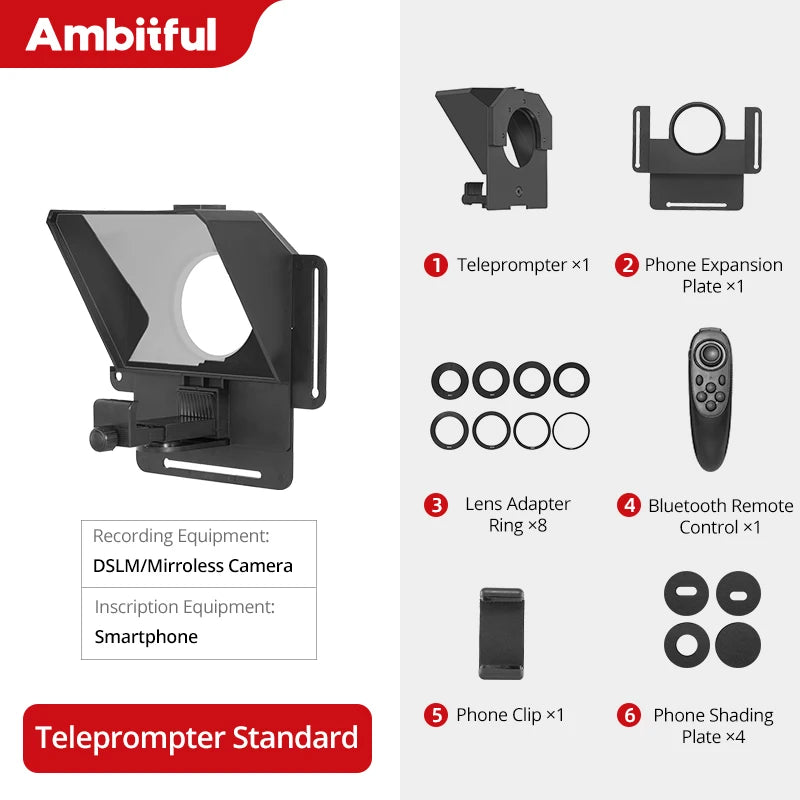 Télésouffleur Portable AMBITFUL T1 Mini – Smartphone & DSLR, Télécommande Bluetooth