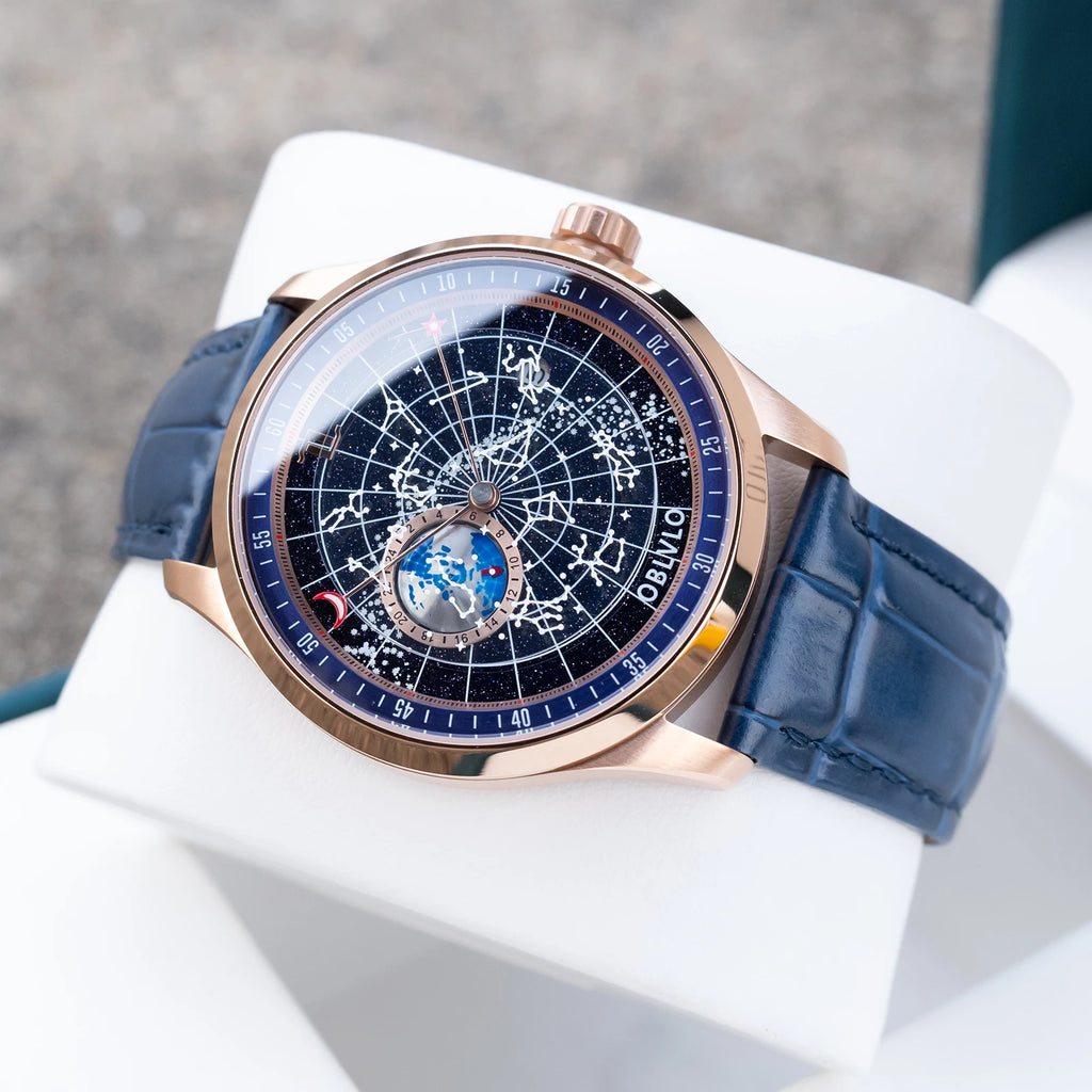 OBLVLO Montre Automatique Homme Luxe Lunette Cristal Cadran Lumineux Cuir 40mm – CLEVI Paris