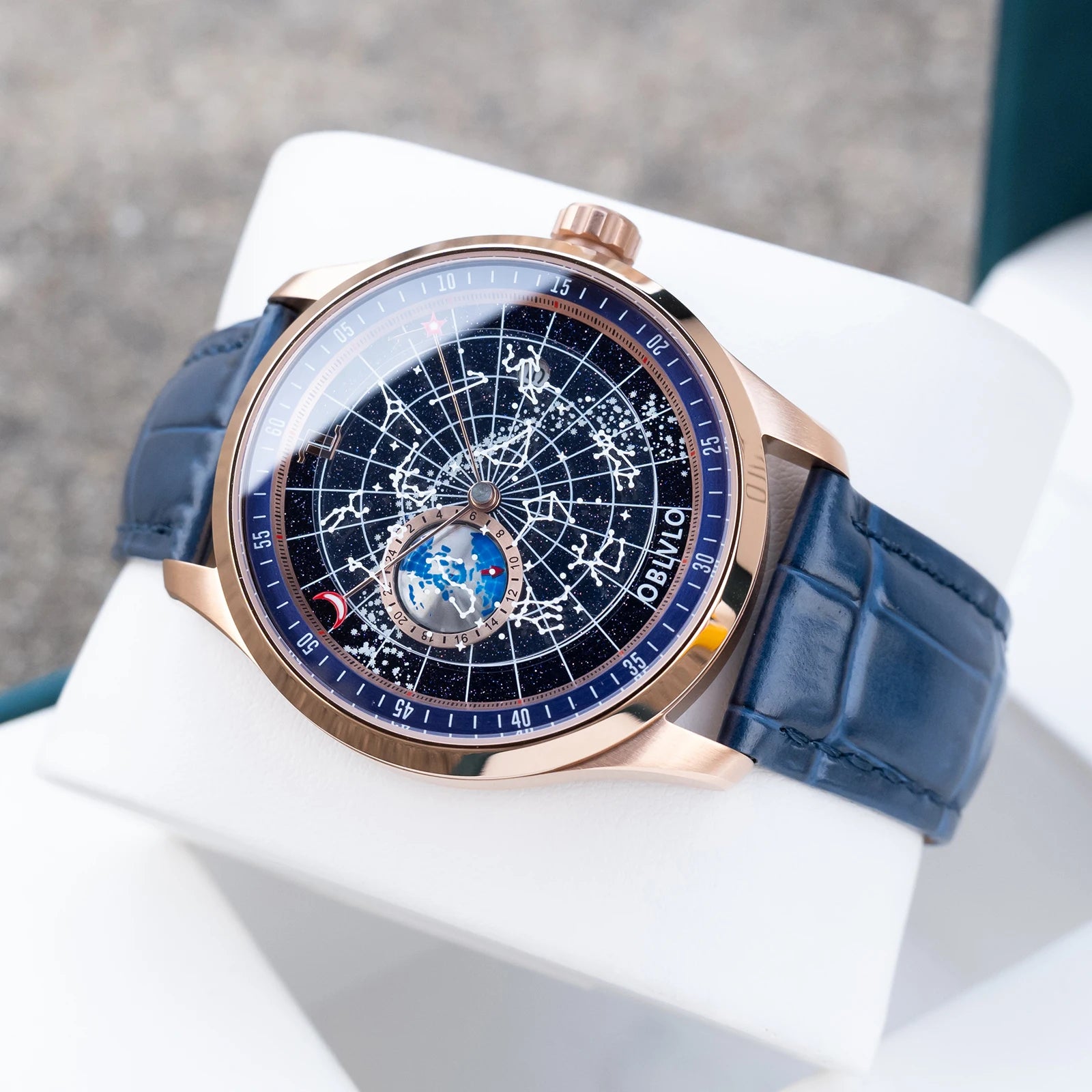 OBLVLO Montre Automatique Homme Luxe Lunette Cristal Cadran Lumineux Cuir 40mm – CLEVI Paris