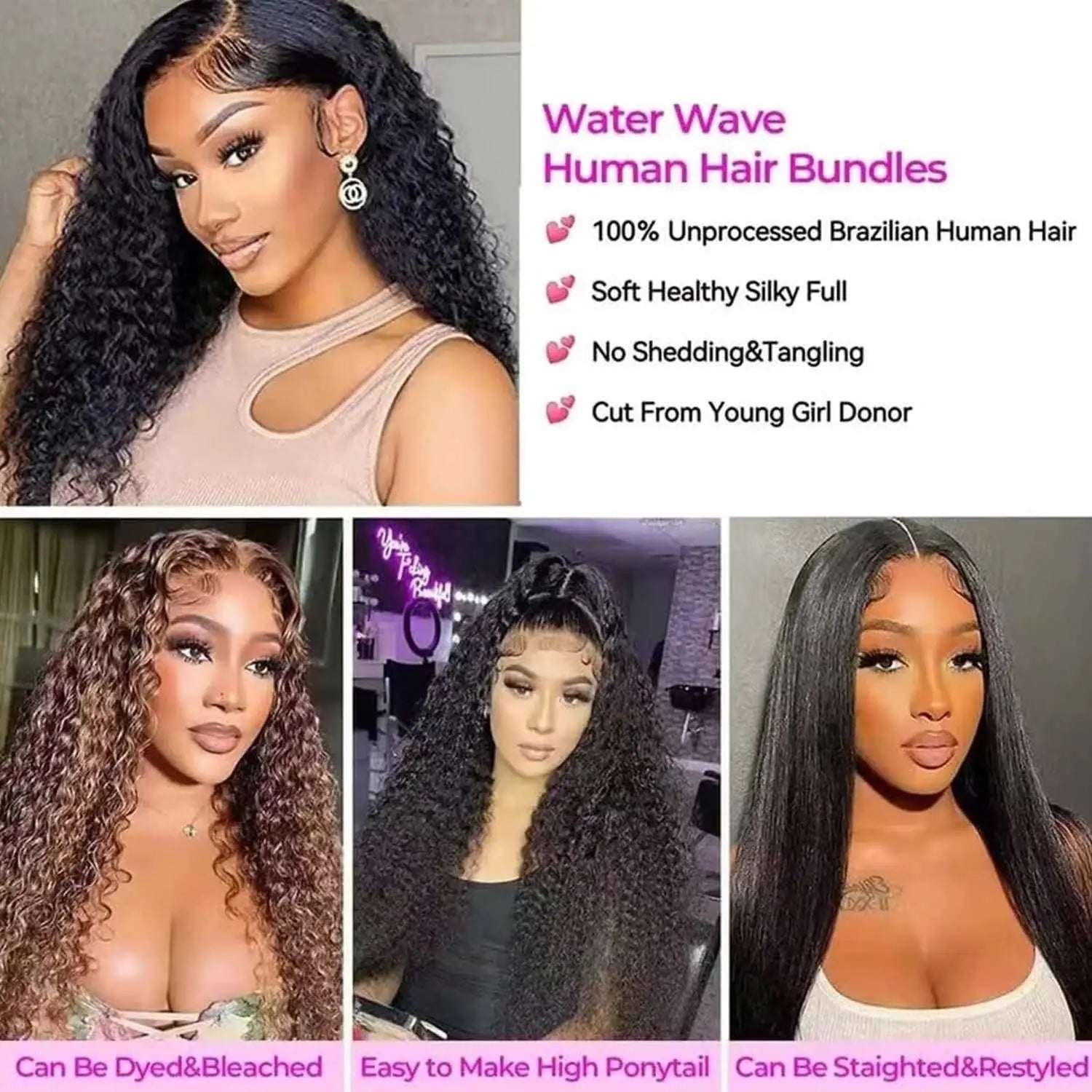 Water Wave Bundles Extensions Cheveux Humains Brazilian Remy Hair – CLEVI Paris