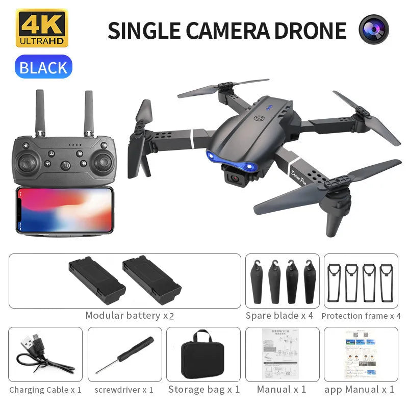 Mini Drone Pliable E99 4K WiFi – Double Caméra FPV, Décollage/Atterrissage Automatique & Gyroscope – CLEVI Paris