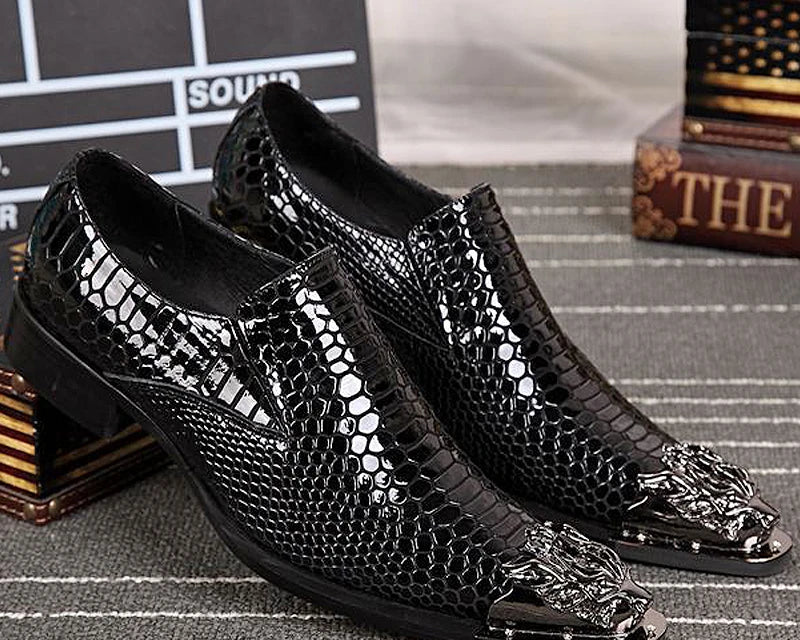 Brogue Homme Cuir Véritable Bout Pointu – Embout Métal & Cristaux, Fait Main, Grande Taille EU 36-49 – CLEVI Paris