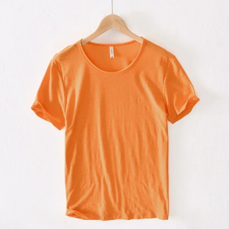 T-Shirt Homme 100% Coton – Coupe Slim, Col Rond, Léger & Respirant, Style Rétro