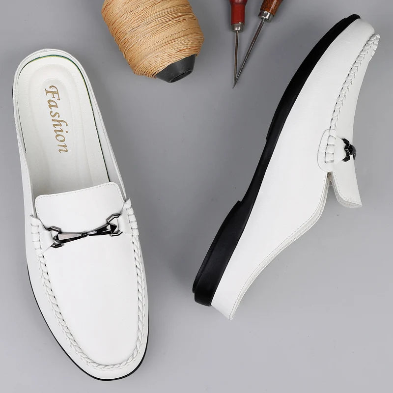 Mules Homme Cuir Véritable Slip-On Respirantes | Noir, Jaune, Blanc – CLEVI Paris