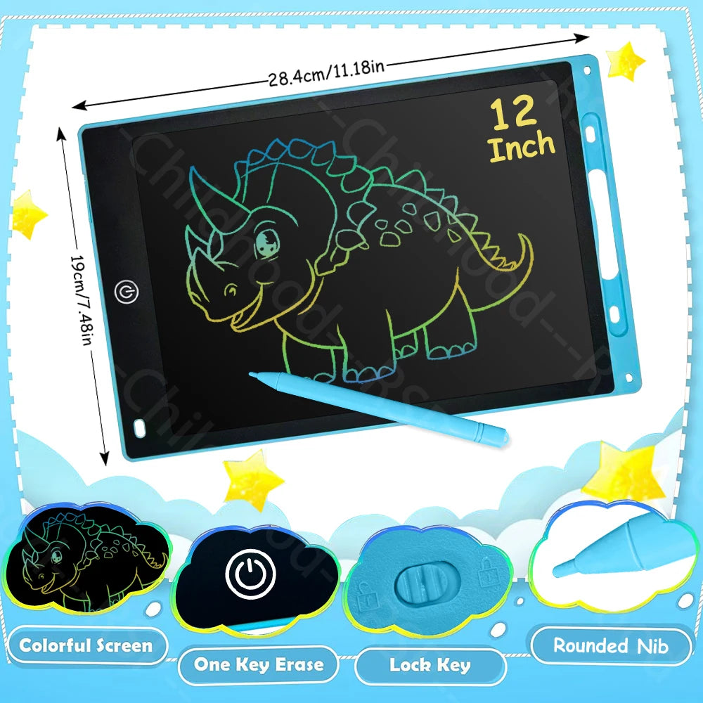 Ardoise LCD RSP 6,5" à 12" – Tablette Dessin & Écriture Enfants, Effaçable, Certifiée CE – CLEVI Paris
