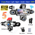 Dashcam 5 Objectifs 360° 1080p – WiFi, Surveillance Parking 24h, Vision Nocturne IR, G-Sensor, App iOS & Android – CLEVI Paris