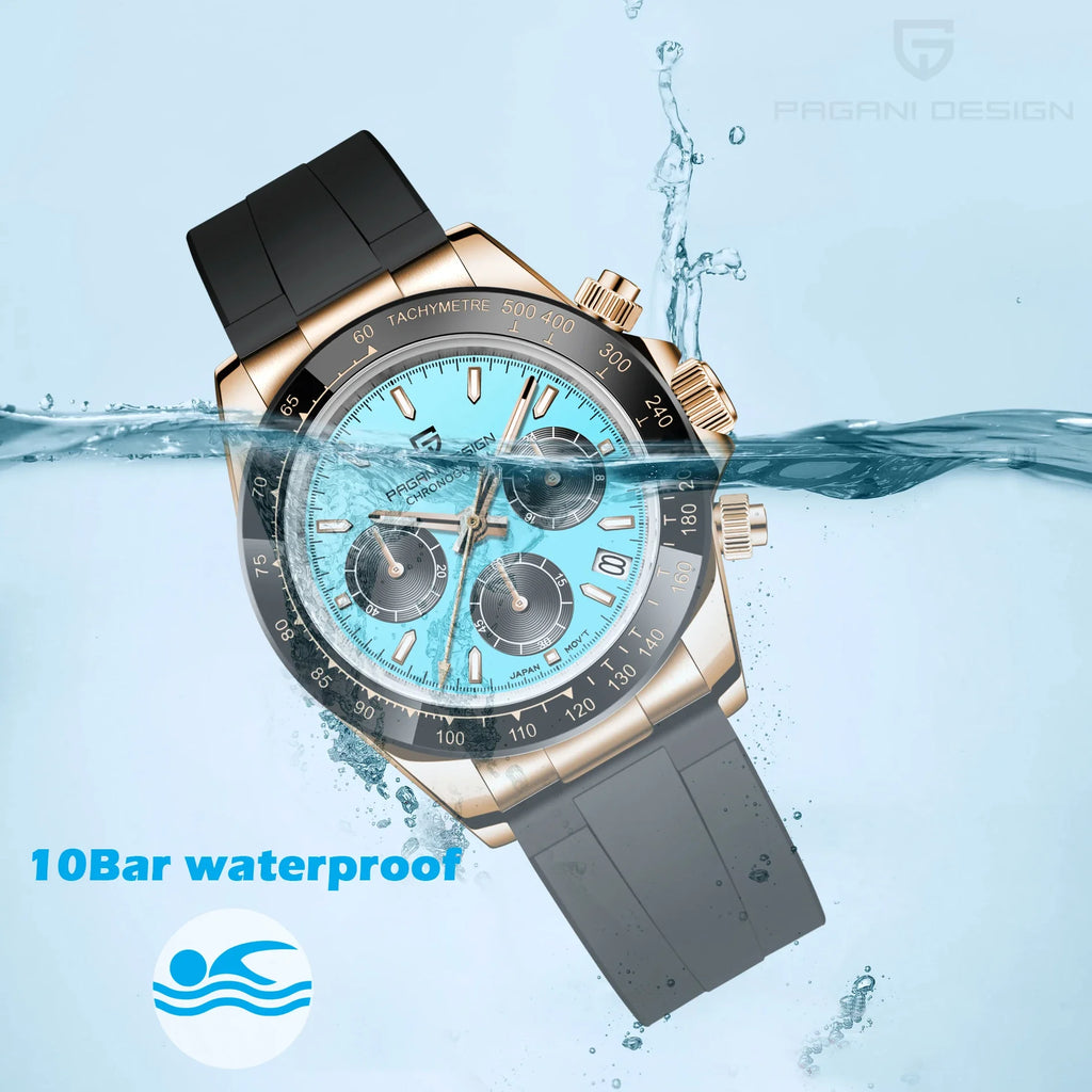 PAGANI DESIGN PD-1664 Montre Homme Chronographe Quartz Cadran Météorite Verre Saphir 10 ATM Lumineux 7 Coloris – CLEVI Paris