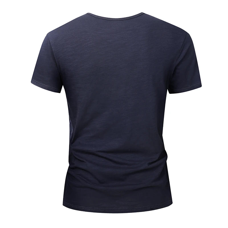 T-Shirt Homme 100% Coton Col V – Manches Courtes, Doux, Casual
