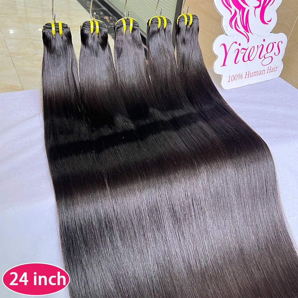 Bundles Bone Straight Cheveux Humains Vietnamiens Virgin Hair 100% Double Weft Noir Naturel 10-36 Pouces – CLEVI Paris