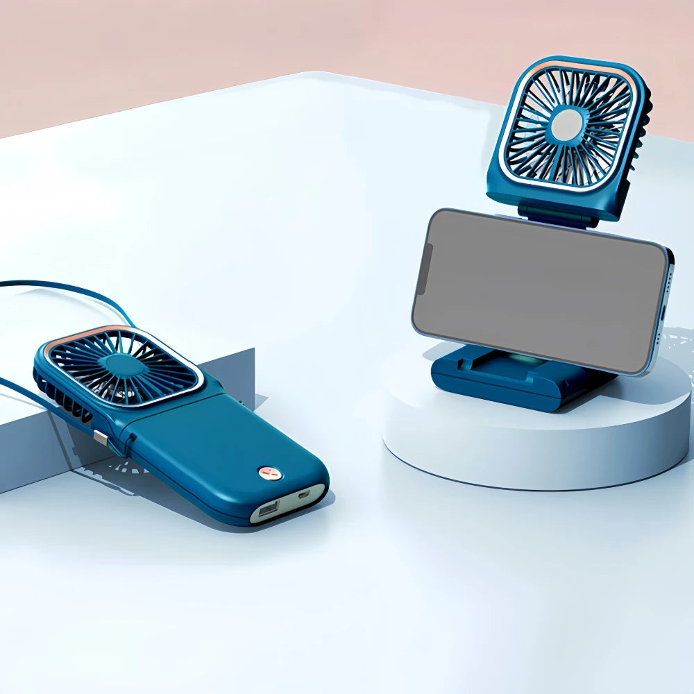 Ventilateur de cou portable rechargeable 3000 mAh – CLEVI Paris