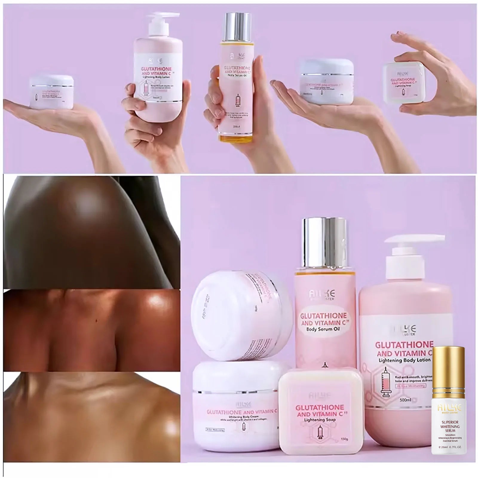Lotion Corps Éclaircissante AILKE Vitamine C & Glutathion – Teint Uniforme & Éclat – CLEVI Paris