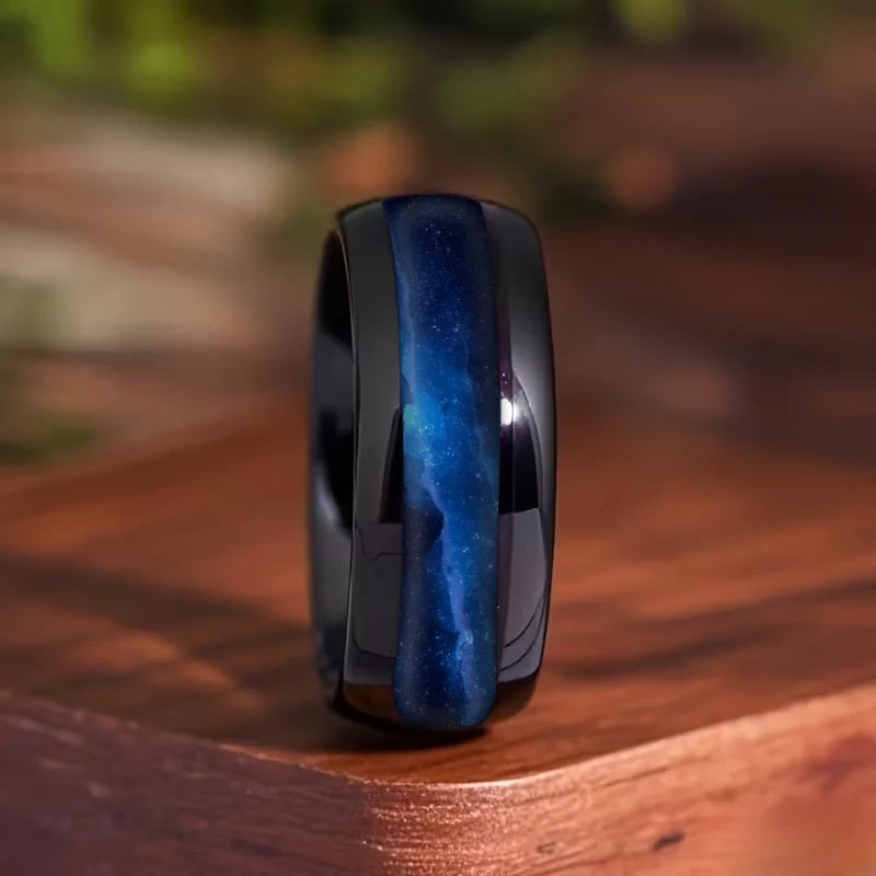Bague Unisexe Opale Rouge et Météorite – CLEVI Paris