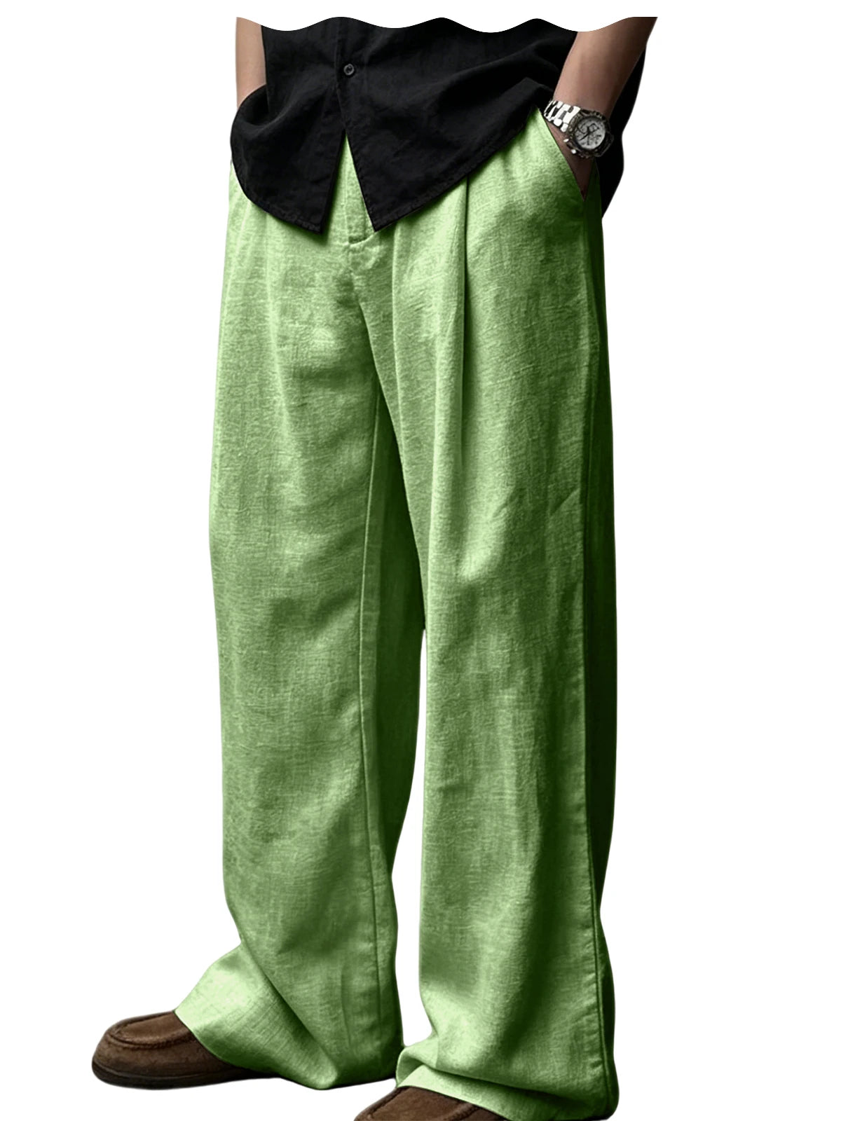 Pantalon homme plissé taille haute jambes larges – CLEVI Paris