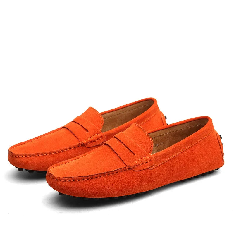 Mocassins Homme Cuir Suède Véritable – Chaussures Casual Conduite Slip-On