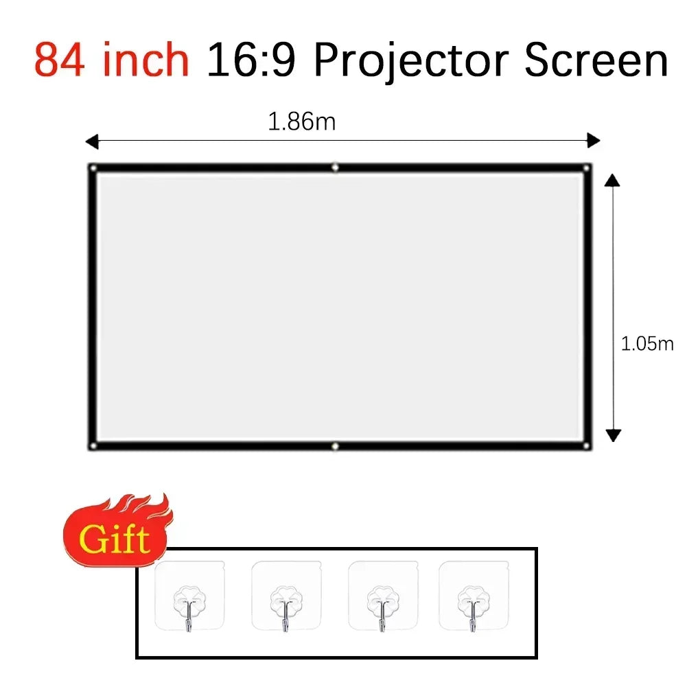 Toile de Projection à Suspendre 16:9 Grise – Anti-Lumière, 60 à 150 Pouces, Home Cinéma & Extérieur – CLEVI Paris