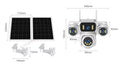Caméra Solaire 4G PTZ 4 Objectifs 20MP – Zoom Optique 12x Batterie 16000mAh Panneau 20W Enregistrement 24/7 IP66 – CLEVI Paris