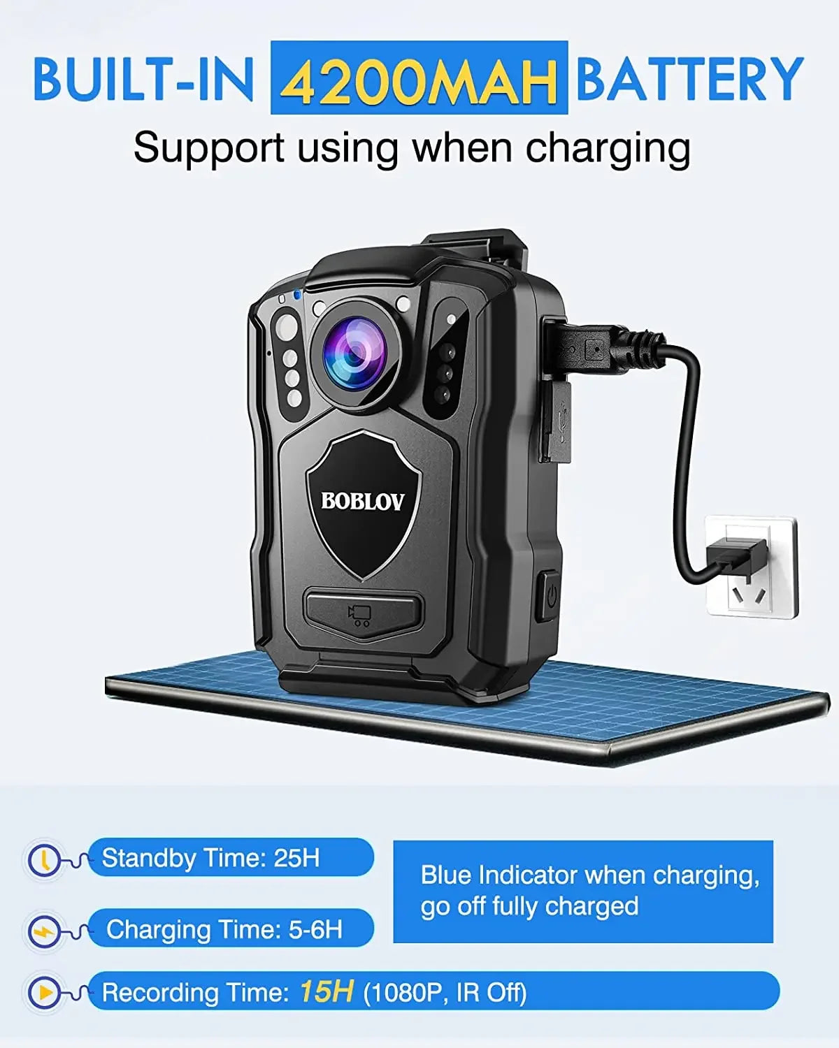 Caméra Corporelle BOBLOV M5 1440P – GPS, IP67, Vision Nocturne & Batterie 4200 mAh – CLEVI Paris