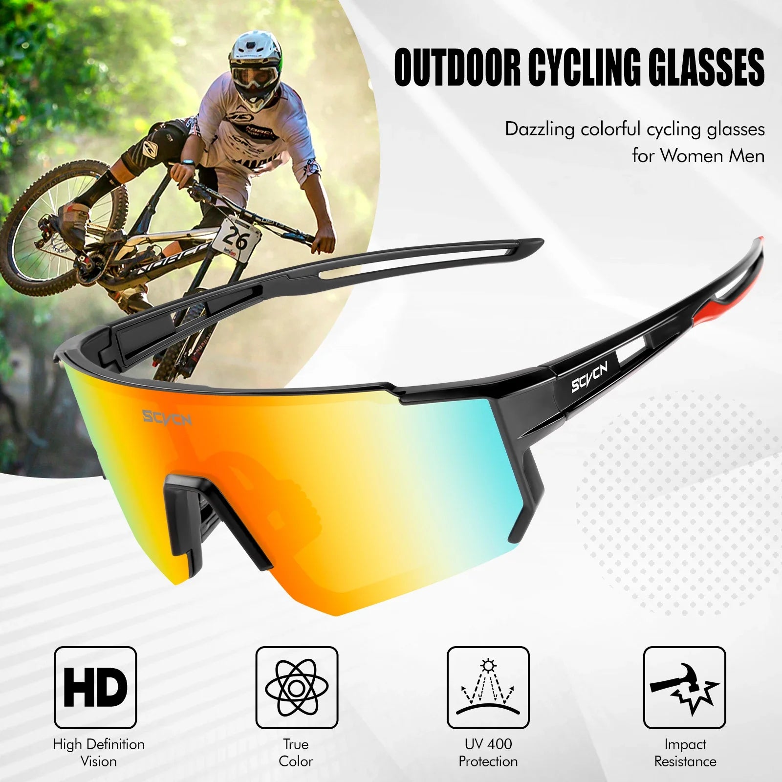 Lunettes de Cyclisme Sport Unisexe UV400 Polycarbonate CE 30 Coloris – CLEVI Paris