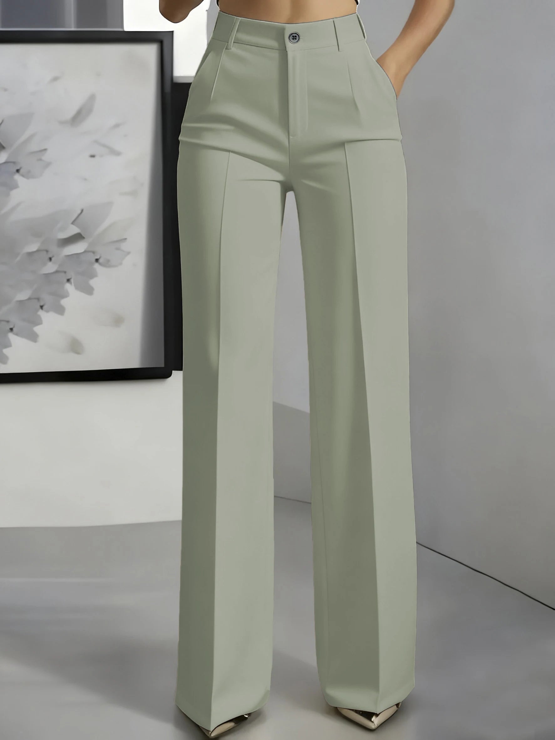 Pantalon Tailleur Femme Taille Haute Coupe Droite Drapée 17 Coloris – CLEVI Paris